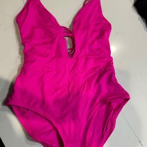 Becca Hot Pink One Piece Bathing Suit Barbie Strappy Size M